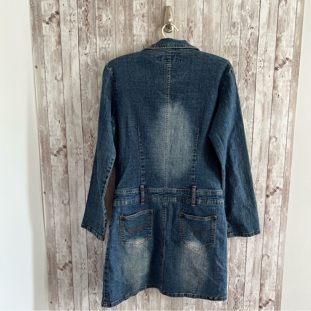 Vintage Neeso Denim Long Sleeve Mini Dress Large - Picture 2 of 5